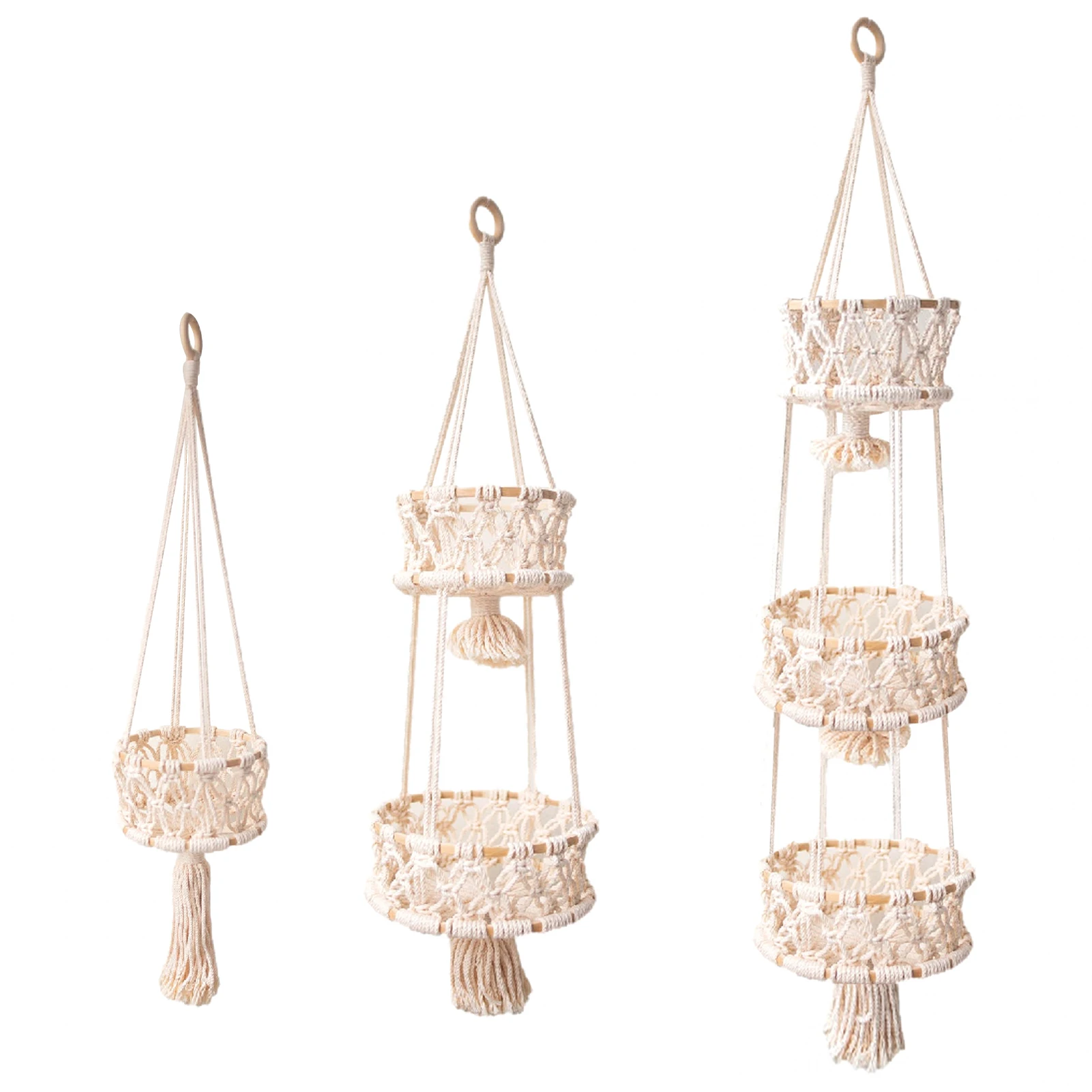 

Подвесная корзина для фруктов, корзина, веревка, макраме, настенная подвесная корзина для фруктов, подвесные корзины ручной работы, домашни...