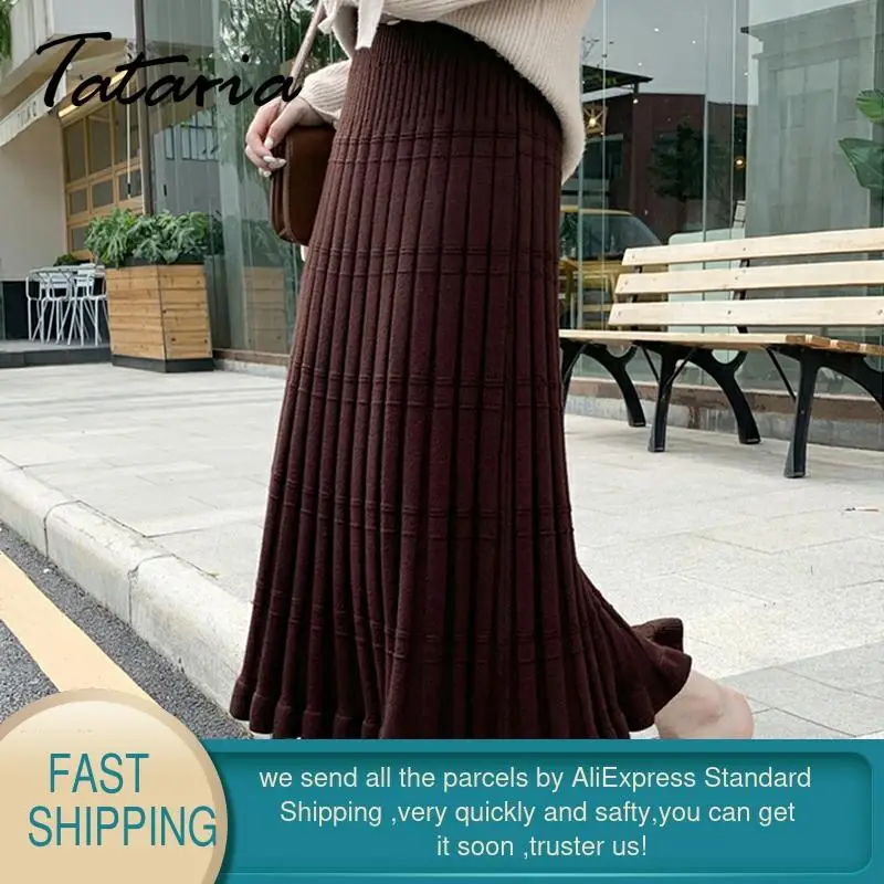 Юбка Tataria Женская трикотажная элегантная теплая длинная юбка с завышенной талией
