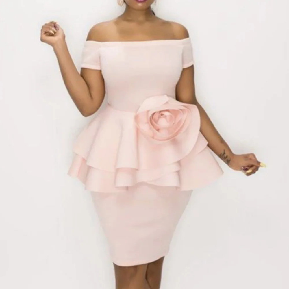 Летние розовые Коктейльные Вечерние платья с рюшами женское сексуальное