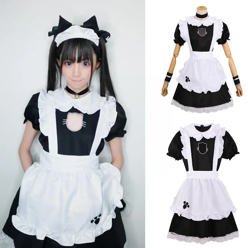 

Women Lovely Maid Cosplay Costume Short Sleeve Retro Cute Outfit Cosplay Maid French Plus Costume Japanese Dress Size Lolit G8m7