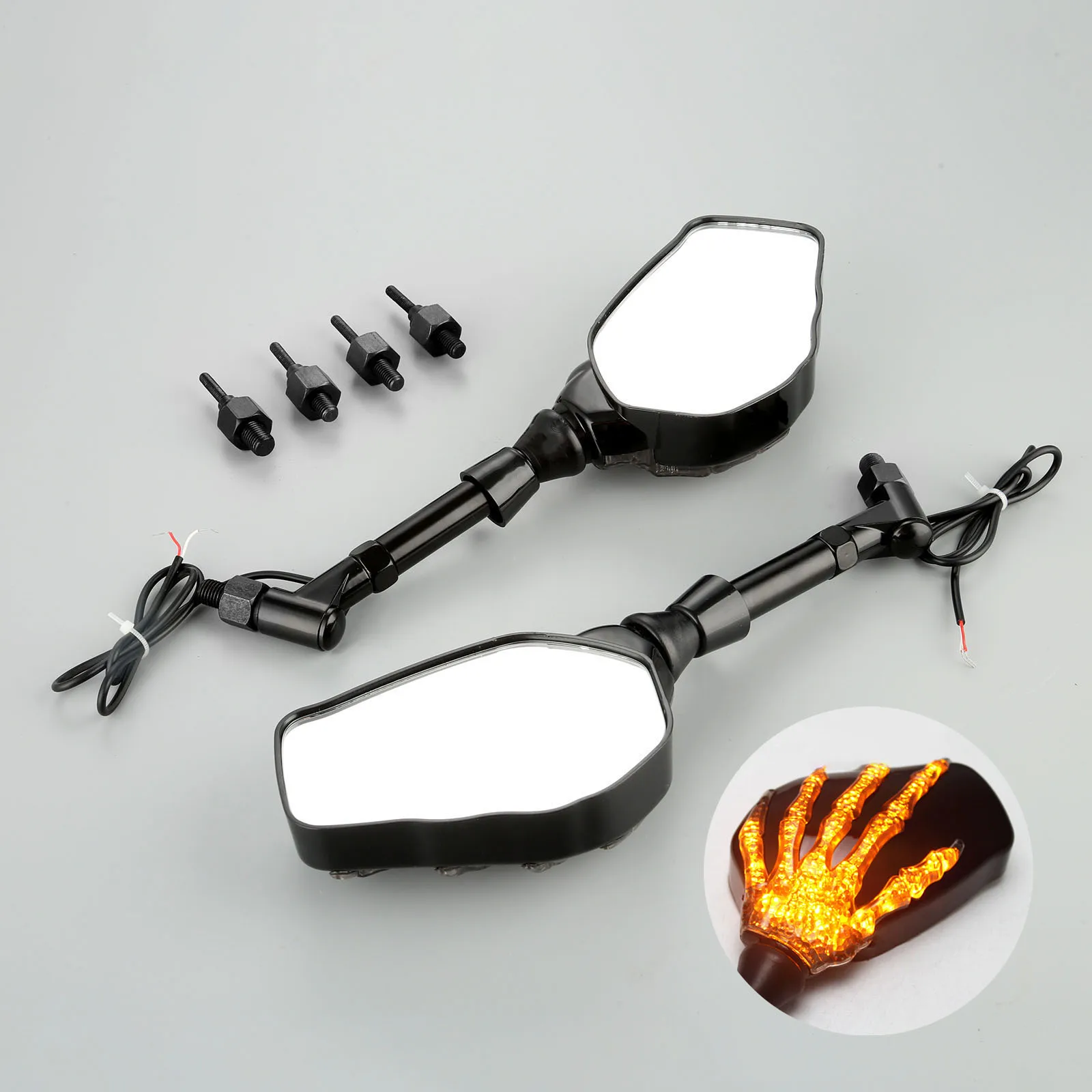 2 шт. мотоциклетное зеркало заднего вида Череп ручной узор призрак коготь