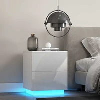 high gloss led nightstand with 2 drawers modern bedside table file cabinet holder chest office bedroom furniture bed side table