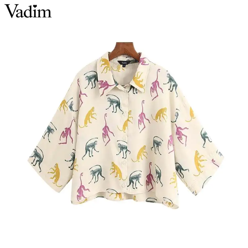Vadim женские блузки большого размера с принтом животных свободные рубашки