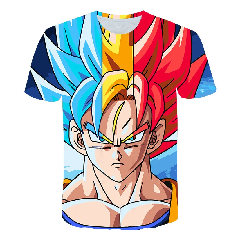 Новая детская одежда для мальчиков футболка Goku Vegeta 3D футболки с