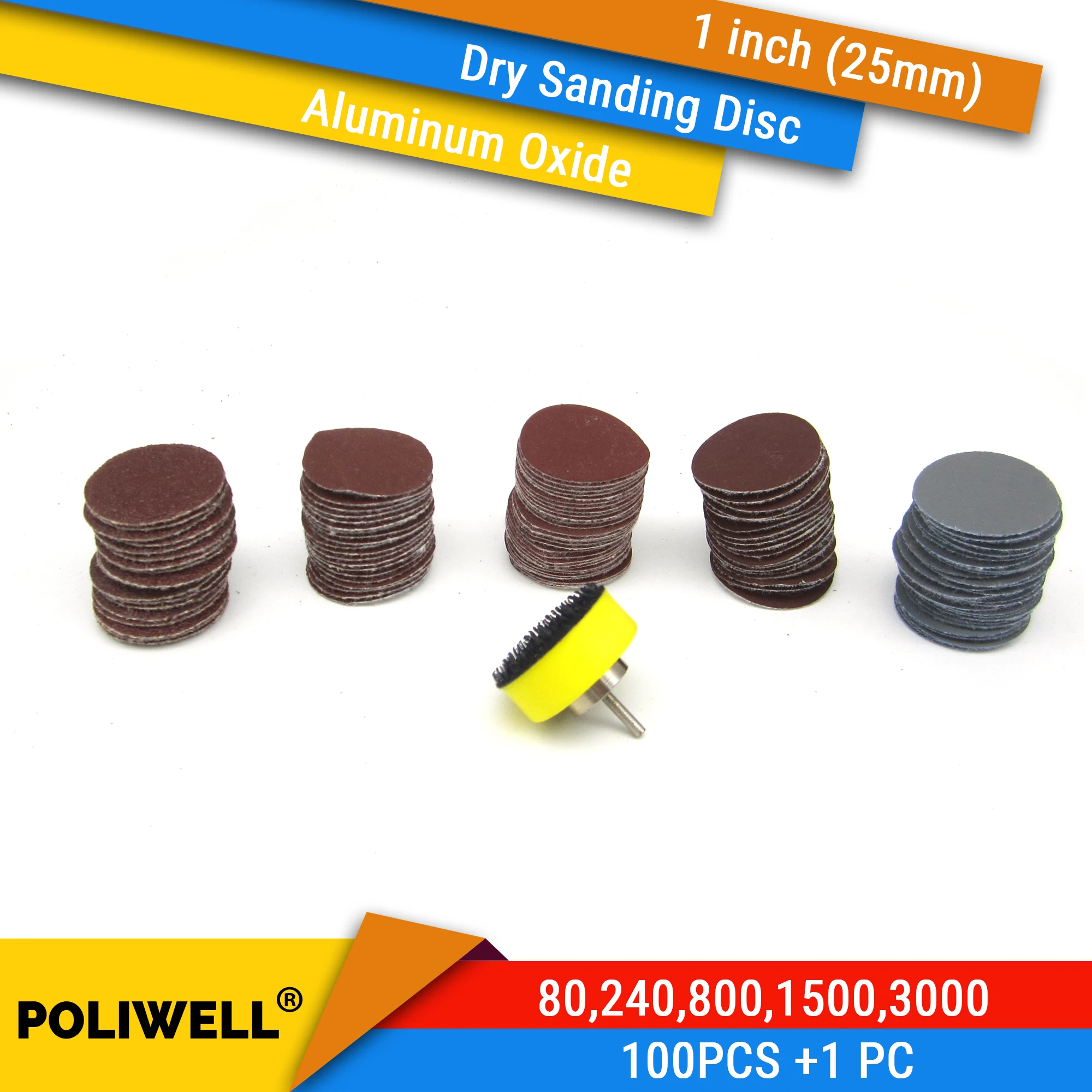 

Шлифовальные диски POLIWELL 100 шт., 80-3000 grit
