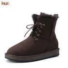 INOE женские повседневные короткие зимние зимние ботинки из натуральной овчины замши натуральная шерсть теплая обувь до щиколотки с подкладкой из овечьего меха коричневого цвета