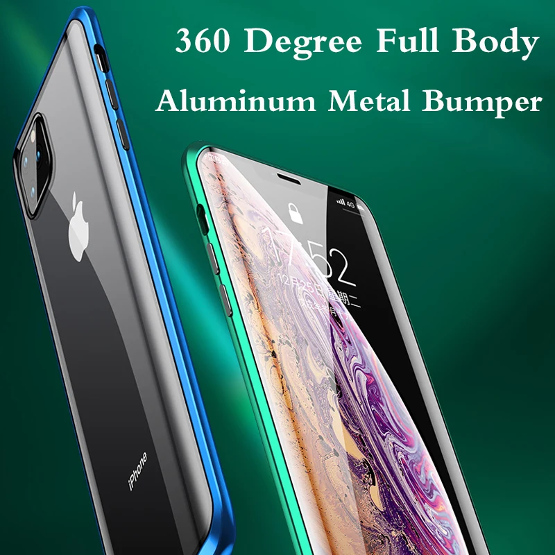 360 Полный Магнитный чехол для телефона iPhone 11 Pro 11 Pro MAX металлический бампер для iPhone XS XR XS MAX 8 7 6 6S Plus стеклянный чехол