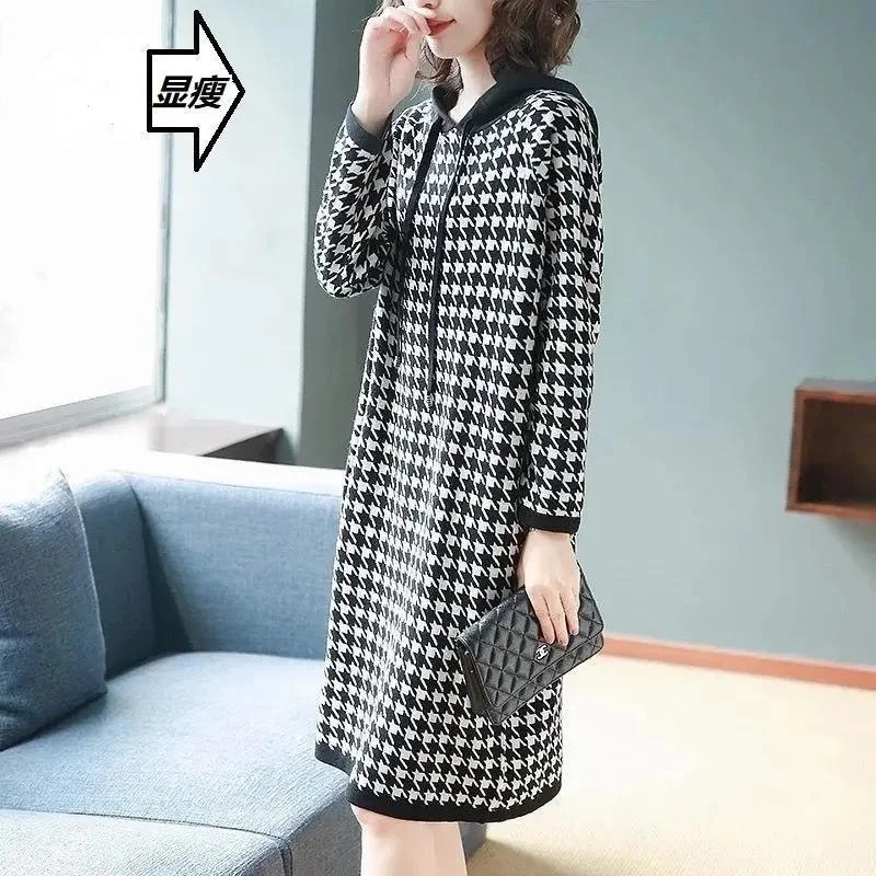 

CMAZ Dress For Women2021 Autumn and Winter New Korean Style Hooded Mid-Length Bathroom