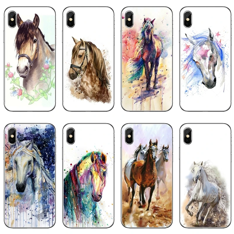 Акварельный рисунок лошади для iPhone 11 pro XR X XS Max 8 7 6s plus SE 5s 5c iPod Touch 5 6 Чехол|Бамперы| |