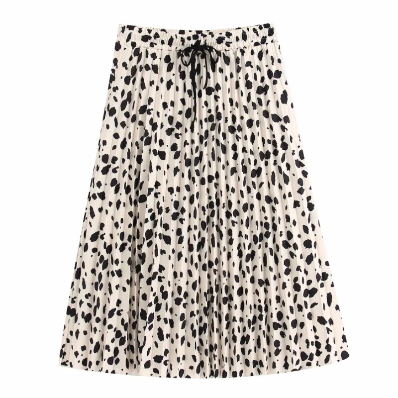 2020 Новое поступление Женская винтажная плиссированная юбка миди с принтом faldas