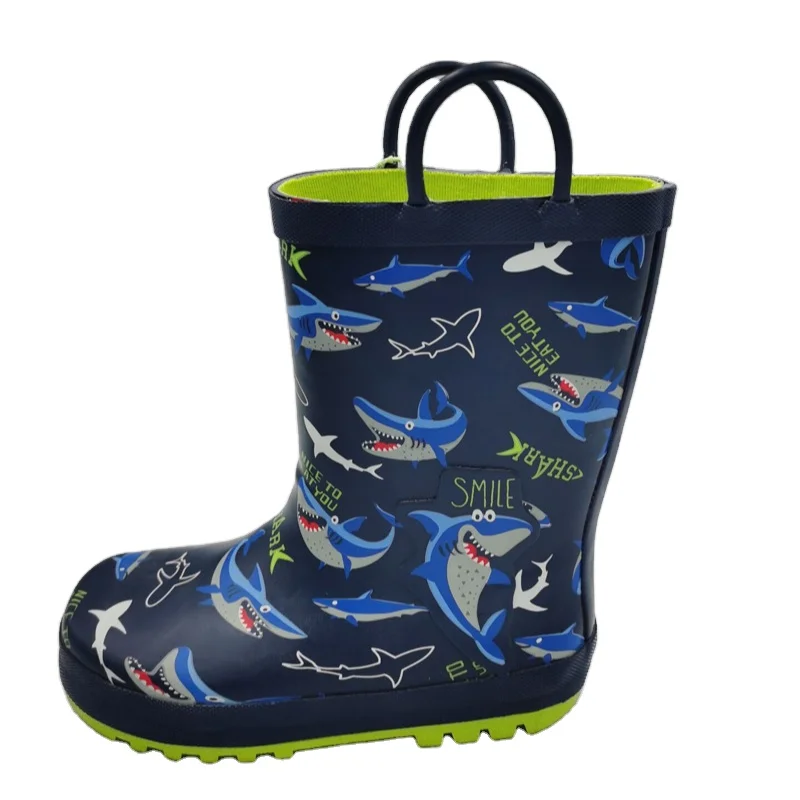

Competitive price cute lovely animals printed natural rubber waterproof childrens gumboots with hands