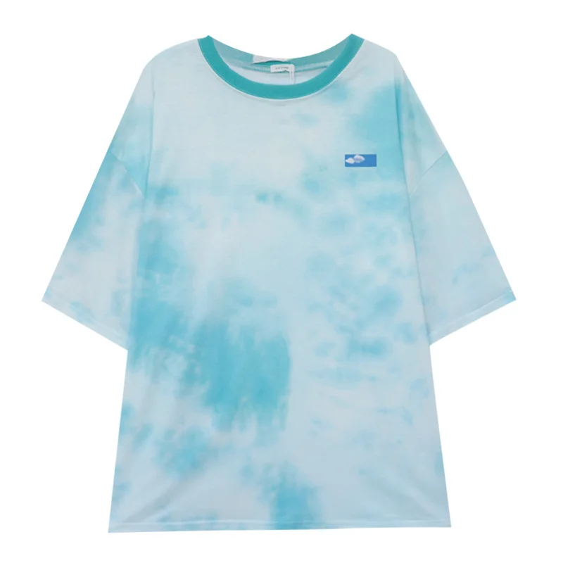 

Tie-Dyed Girlfriends Spring Long Sleeve Salt T-shirt Women's Small High Waist Short Fashion Tops Women's Trendy fafa_ootd