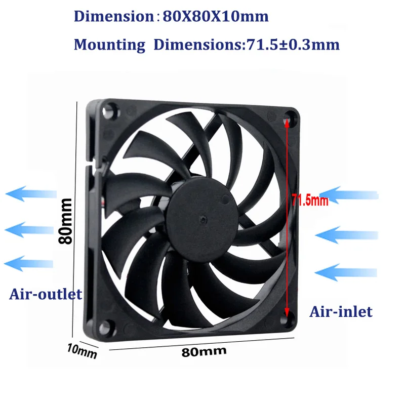 2 шт. кулер для ПК Gdstime 12 В 80x80x10 мм 8 см 3 14 дюйма контакта FG|fan 80mm|dc fancooling fan |
