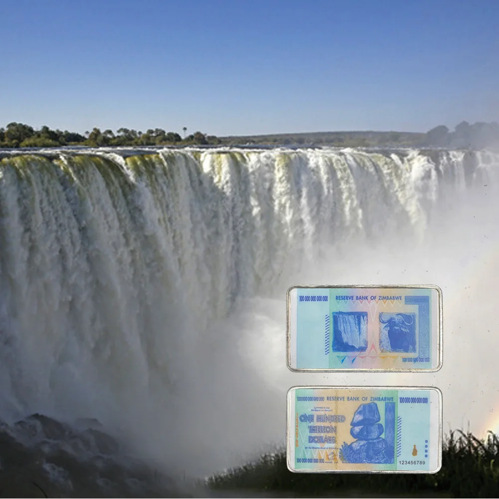 Памятные монеты Зимбабве 100 триллиантов долларов серебряные слитки