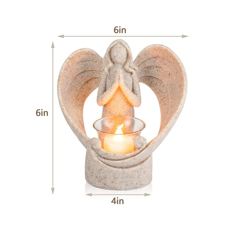 

Angel Resin Statue Candle Holder Angel Statue Candlestick Candle Holder Tabletop Home Office Bedroom Decoration Desktop Decor