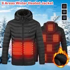 Длинные куртки с подогревом для мужчин и женщин, зимние уличные куртки с подогревом, теплое Спортивное теплое пальто с электроподогревом, куртка для походов и рыбалки, 8 областей