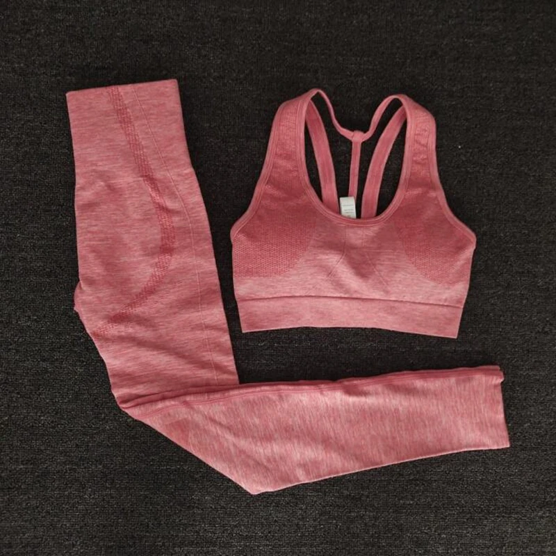 Новый Бесшовный комплект из 2 предметов для йоги женская одежда спортзала
