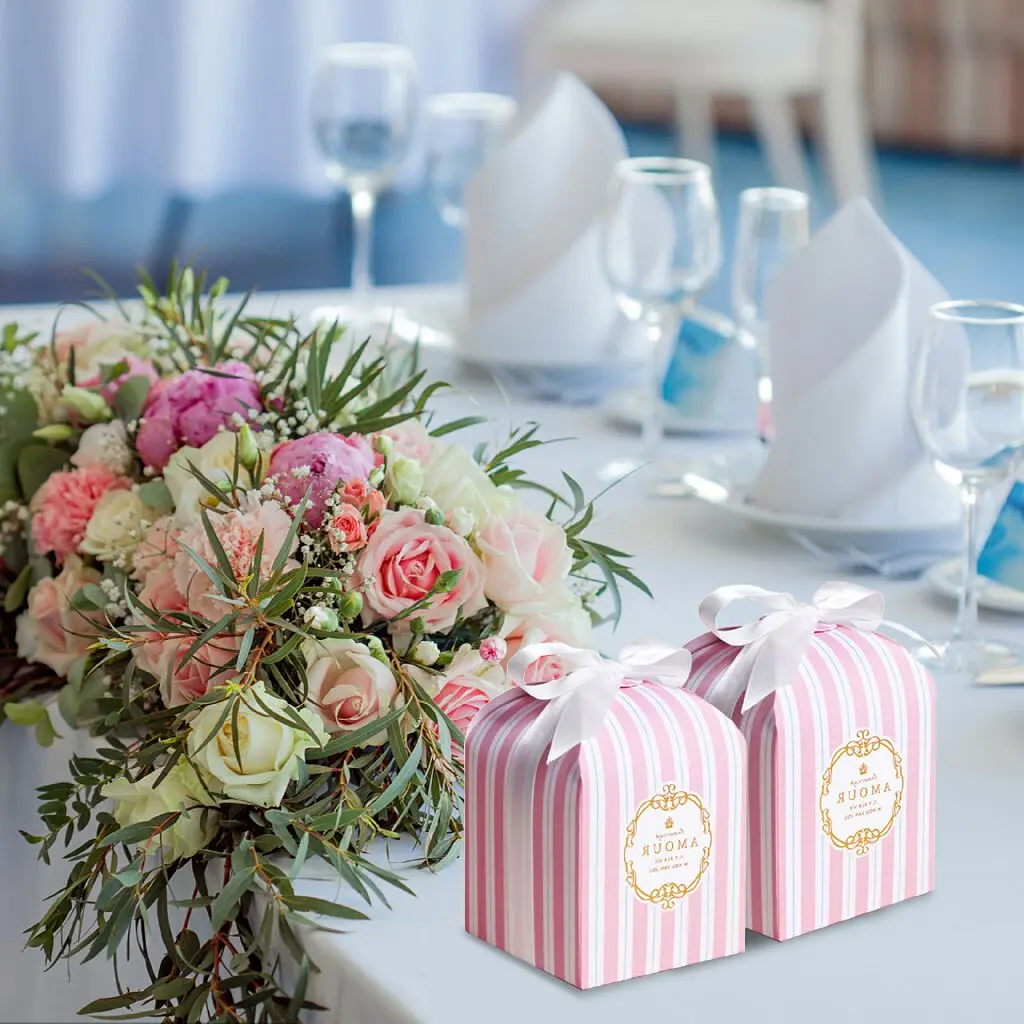 5 шт./лот серый/синий/розовый полосатые носки карамельного коробка с ленточками