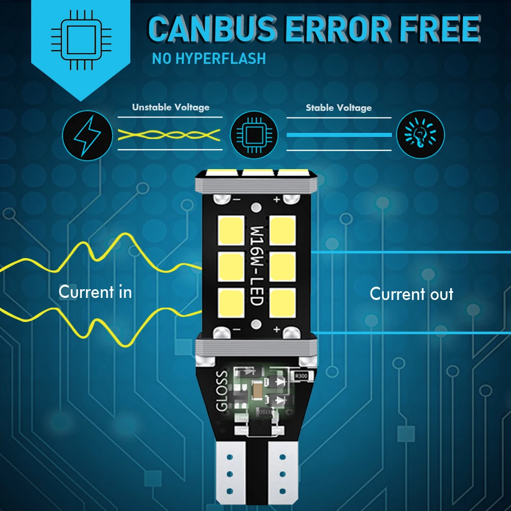 4X светодиодный T15 W16W Светодиодная лампа Canbus 921 резервные огни без ошибок задний
