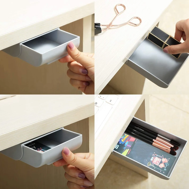 2 Pcs Desk Pencil Drawer Organizer Self-Adhesive Tray Desktop Under the Table | Дом и сад