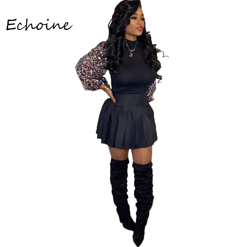 Casual Womne Crop Tops Beads Bubble Long Sleeve High Stretch Knit Turtleneck Sweater Women Autumn And Winter Clothing | Женская одежда