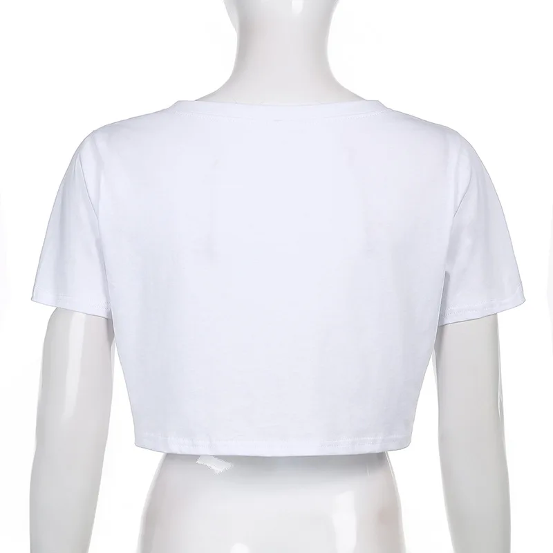 

Mandylandy T-shirt Summer Fashion V-neck Loose-Fitting T-shirt Top Women's Casual Short Sleeve Solid Color Short T-shirt