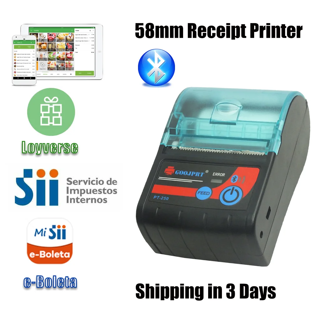 Portable Mini 58mm Thermal Printer Inkless Printing Free Android & iOS System Wireless Connected With Computer Bluetooth Printer