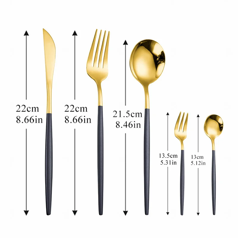 

Bright Black Gold Cutlery Set 30Pcs Western Dinnerware Set Colors Dinnerware Knife Fork Spoon Stainless Steel Home Tableware Set