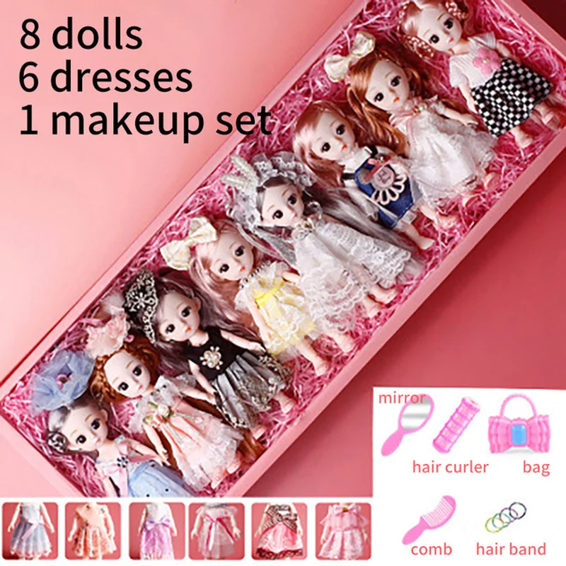 

6 шт./8 шт./комплект, шарнирные куклы с одеждой и платьем