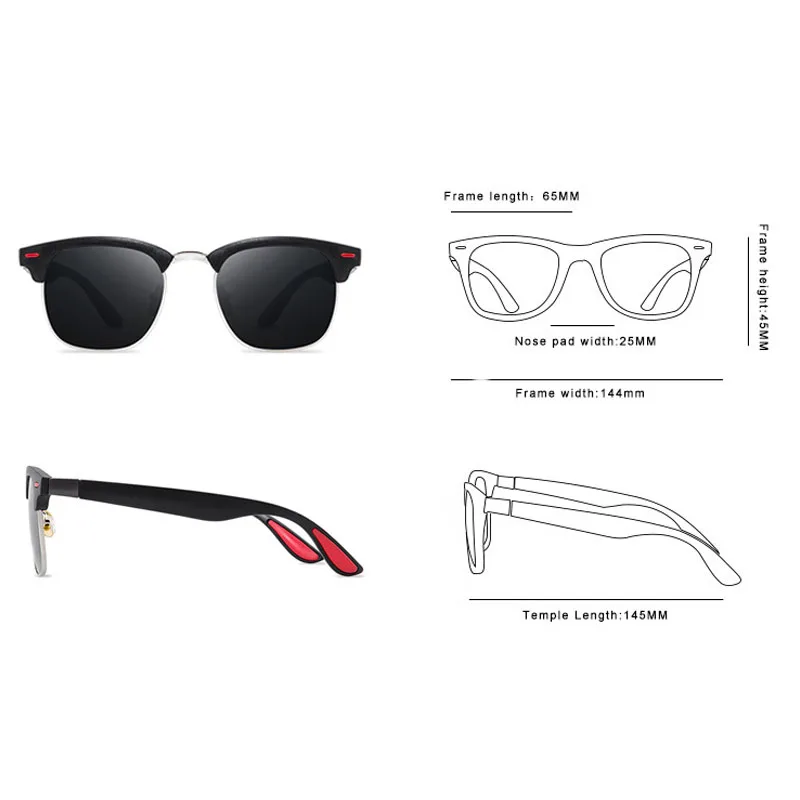 

Polarized Sunglasses Men Women Fashion Brand Design Eye Sunglasses Women Half Frame Classic Men Sunglasses Oculos De Sol UV400