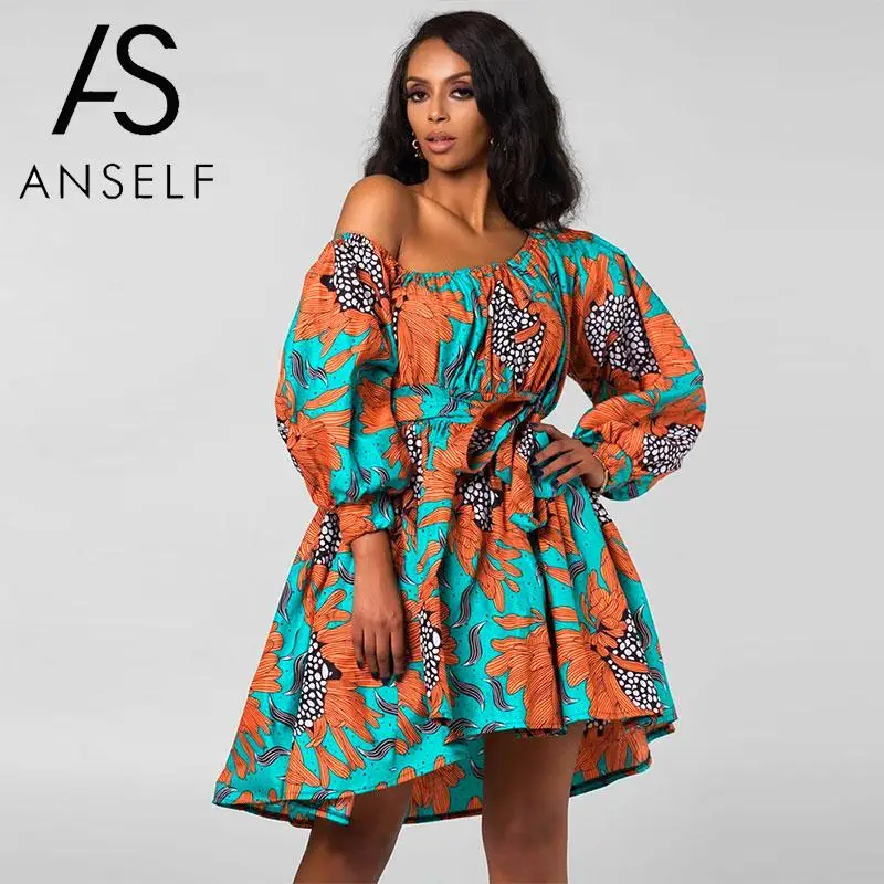 Африканские платья для женщин 2020 летнее короткое платье цветное с цветочным