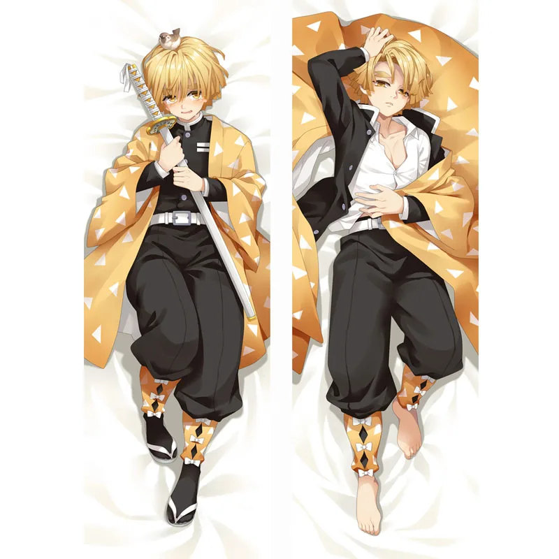 

Japanese Anime Demon Slayer: Kimetsu no Yaiba Body Dakimakura Agatsuma Zenitsu Bedding Otaku Hugging Male Pillow Case Cover Gift