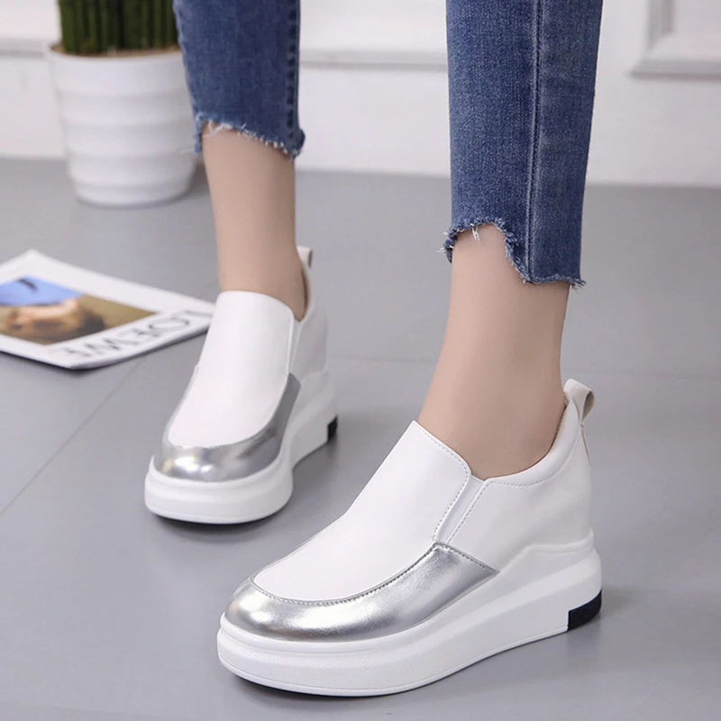 

Korean Version Of Women's Shoes With Increased Color Matching New Lazy Flat Wedge Single Shoes Casual Loafers 2021 Fashion Shoes