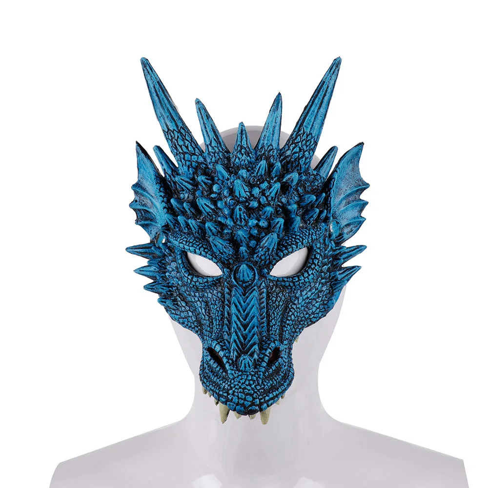 

2020 4D Blue Dragon Mask Half Face Mask Halloween Costume Party Decorations Soft Cosplay Scared Halloween Mask For Kids Teens!