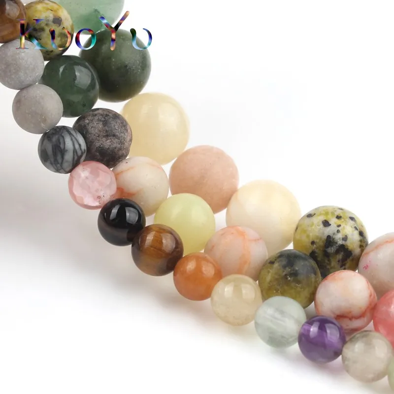 Разноцветные Бусины из натурального камня агат яшмы вокруг свободные бусины для