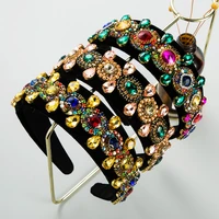 luxury baroque colorful crystal hair band womens fashion and shining rhinestone velvet hair band womens party hair accessories
