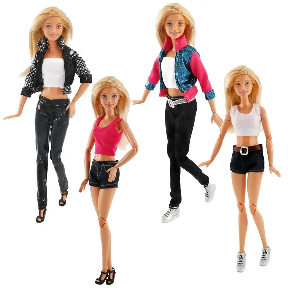 1 PCS Fashion Outfit Short Dress Cartoon Cute Pattern T-shirt Leggings Trousers Accessories Clothes for Barbieing Doll Toy | Игрушки и