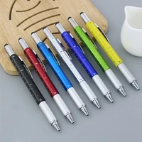 6 in1 multifunction ballpoint pen with modern handheld tool measure technical ruler screwdriver touch screen stylus spirit level