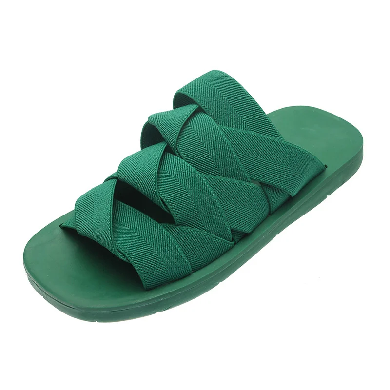 

Roman Sandals Female 2021 Summer New Flat-Bottom Woven Casual Beach Sandals and Slippers Female Outer Wear Coarse Cloth Strips