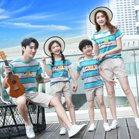 2020 new beach family matching outfits mother daughter father son mommy and me clothes cotton t shirt shorts clothing sets