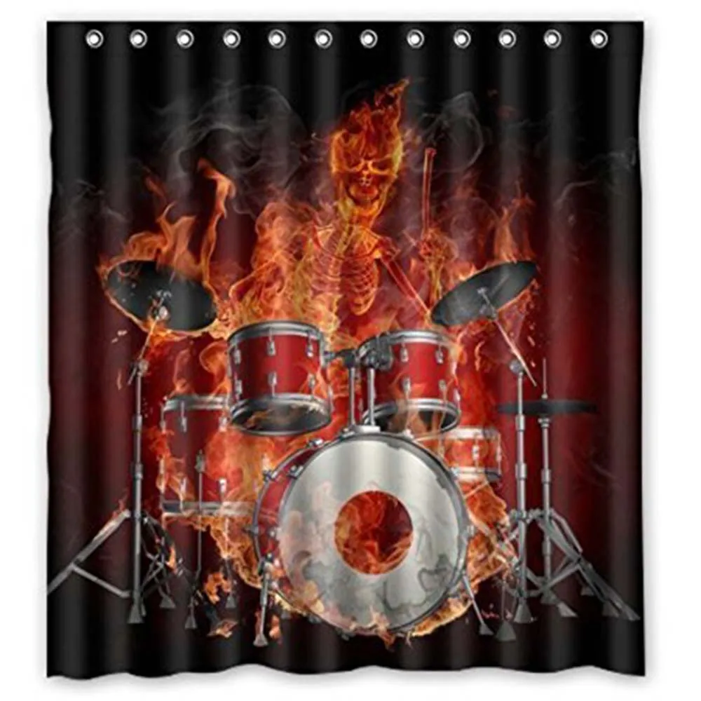Рок н пламенный ударная установка полиэстер ткань душ Шторы для Ванная комната