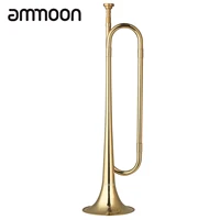 ammoon brass c bugle call gold plated trumpet cavalry horn with mouthpiece musical instrument for beginners