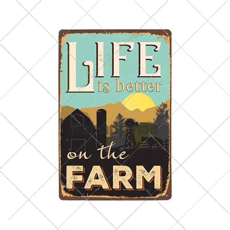 Задний фон с изображением фермы фотография ретро-пластина металлическая стена