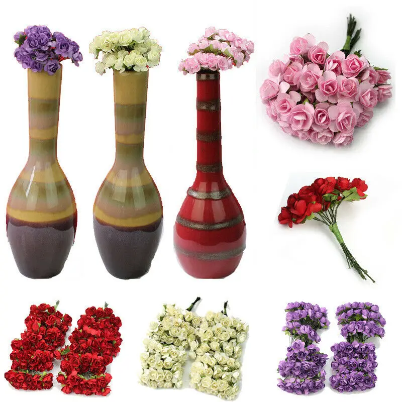 144 шт. миниатюрные бумажные розы искусственные цветы букет украшения для