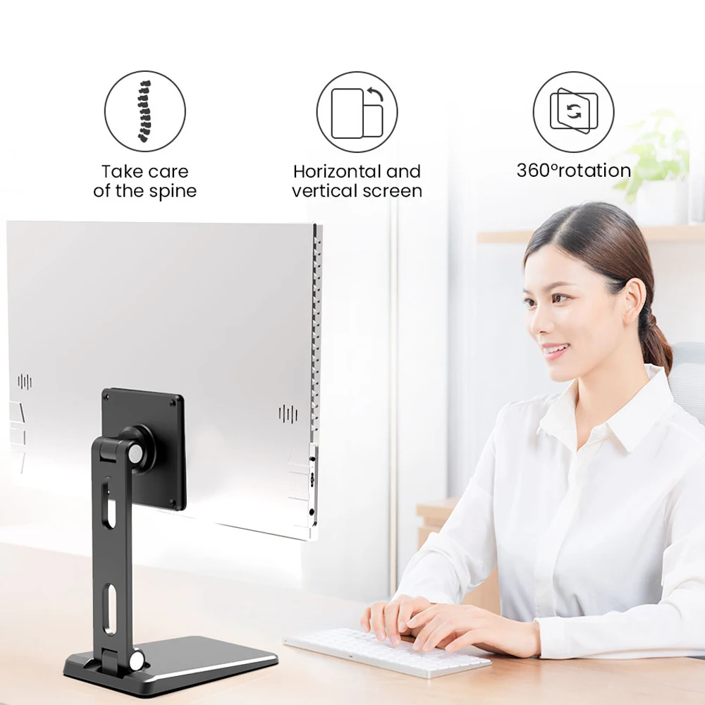 Portable Aluminum Adjustable 360 Rotate VESA Monitor Stand Display Holder Full Motion Mount Arm 75x75mm Hole Support | Компьютеры и