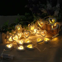 102030 led christmas lamp led fairy garland night light wooden heartstar string lights decor home birthday wedding