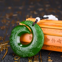 natural green hand carved wishful ring jade pendant fashion boutique jewelry men and women reincarnation necklace accessories