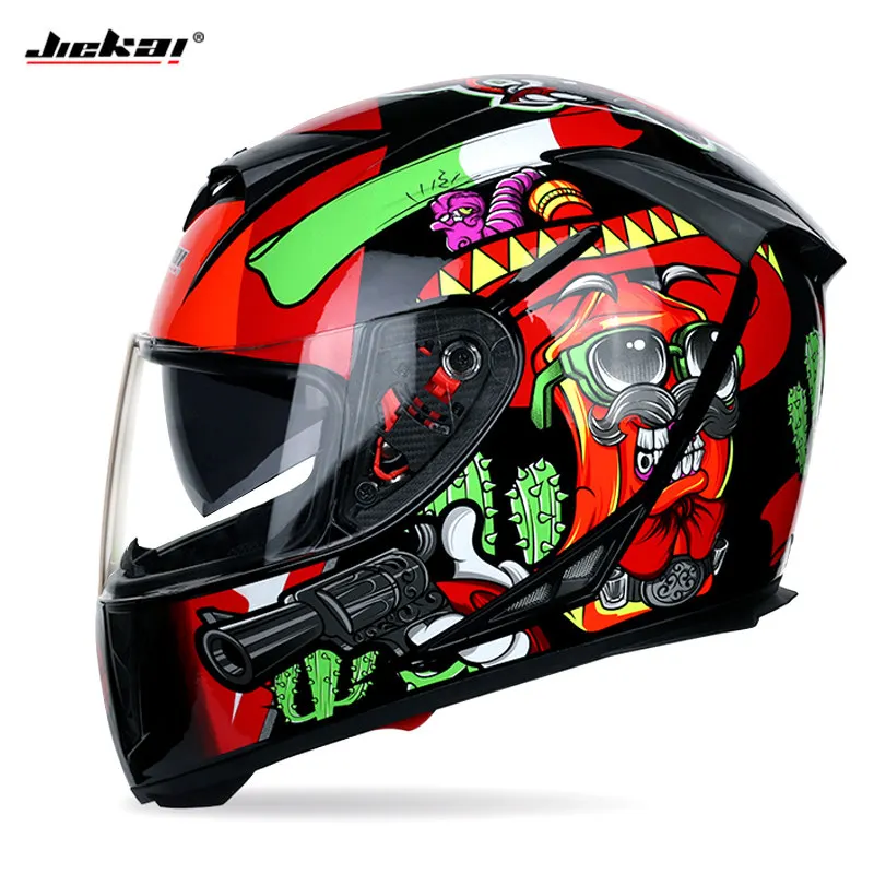 JIEKAI анфас мотоциклетный шлем с двойными линзами Motocicleta ABS для верховой езды Cascos