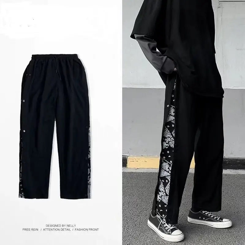 

Однобортные брюки для мальчиков, модные брендовые прямые свободные трендовые, красивые уличные повседневные спортивные брюки в стиле хип-х...