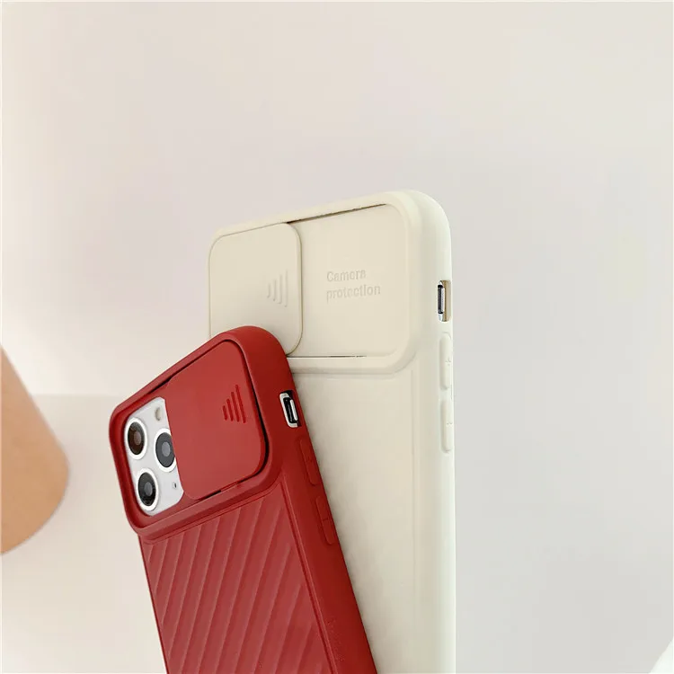 

For Iphone 11 Luxury Solid Color Protective Lens Sliding Phone Case for IPhone 11 Pro Max Soft Silicone Cover